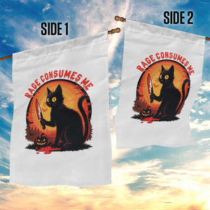 Funny Black Cat Halloween Funny Black Cat Murderous Cat With Knife Garden Flag Rage Is Consuming Me TS14 Print Your Wear