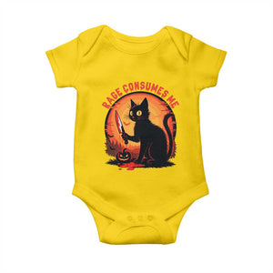 Funny Black Cat Halloween Funny Black Cat Murderous Cat With Knife Baby Onesie Rage Is Consuming Me TS14 Daisy Print Your Wear