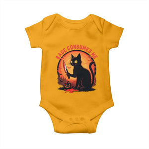 Funny Black Cat Halloween Funny Black Cat Murderous Cat With Knife Baby Onesie Rage Is Consuming Me TS14 Gold Print Your Wear
