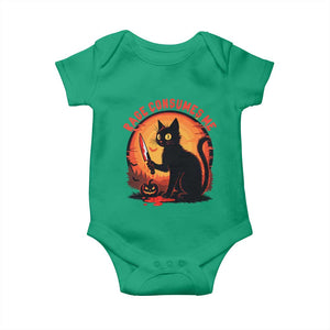 Funny Black Cat Halloween Funny Black Cat Murderous Cat With Knife Baby Onesie Rage Is Consuming Me TS14 Irish Green Print Your Wear