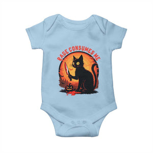 Funny Black Cat Halloween Funny Black Cat Murderous Cat With Knife Baby Onesie Rage Is Consuming Me TS14 Light Blue Print Your Wear
