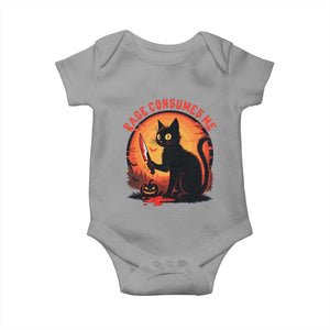 Funny Black Cat Halloween Funny Black Cat Murderous Cat With Knife Baby Onesie Rage Is Consuming Me TS14 Sport Gray Print Your Wear