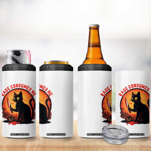 Funny Black Cat Halloween Funny Black Cat Murderous Cat With Knife 4 in 1 Can Cooler Tumbler Rage Is Consuming Me TS14 Print Your Wear