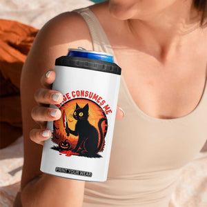 Funny Black Cat Halloween Funny Black Cat Murderous Cat With Knife 4 in 1 Can Cooler Tumbler Rage Is Consuming Me TS14 Print Your Wear