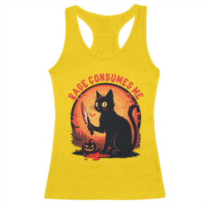 Funny Black Cat Halloween Funny Black Cat Murderous Cat With Knife Racerback Tank Top Rage Is Consuming Me TS14 Daisy Print Your Wear
