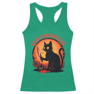 Funny Black Cat Halloween Funny Black Cat Murderous Cat With Knife Racerback Tank Top Rage Is Consuming Me TS14 Irish Green Print Your Wear