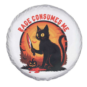 Funny Black Cat Halloween Funny Black Cat Murderous Cat With Knife Spare Tire Cover Rage Is Consuming Me TS14 Print Your Wear