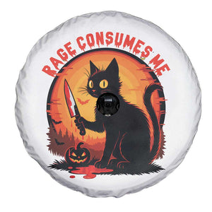 Funny Black Cat Halloween Funny Black Cat Murderous Cat With Knife Spare Tire Cover Rage Is Consuming Me TS14 Print Your Wear