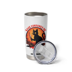 Funny Black Cat Halloween Funny Black Cat Murderous Cat With Knife Tumbler Cup Rage Is Consuming Me TS14 Print Your Wear
