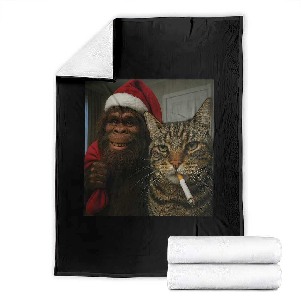 Funny Cat Selfie Bigfoot Christmas Sasquatch Throw Blanket TS14 Black Print Your Wear