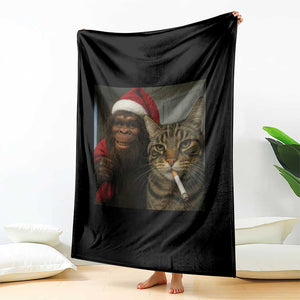 Funny Cat Selfie Bigfoot Christmas Sasquatch Throw Blanket TS14 Print Your Wear