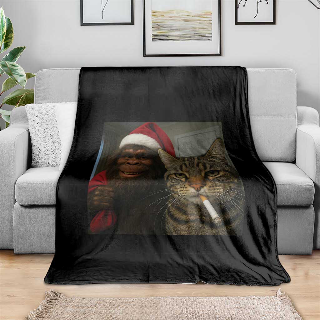 Funny Cat Selfie Bigfoot Christmas Sasquatch Throw Blanket TS14 Print Your Wear