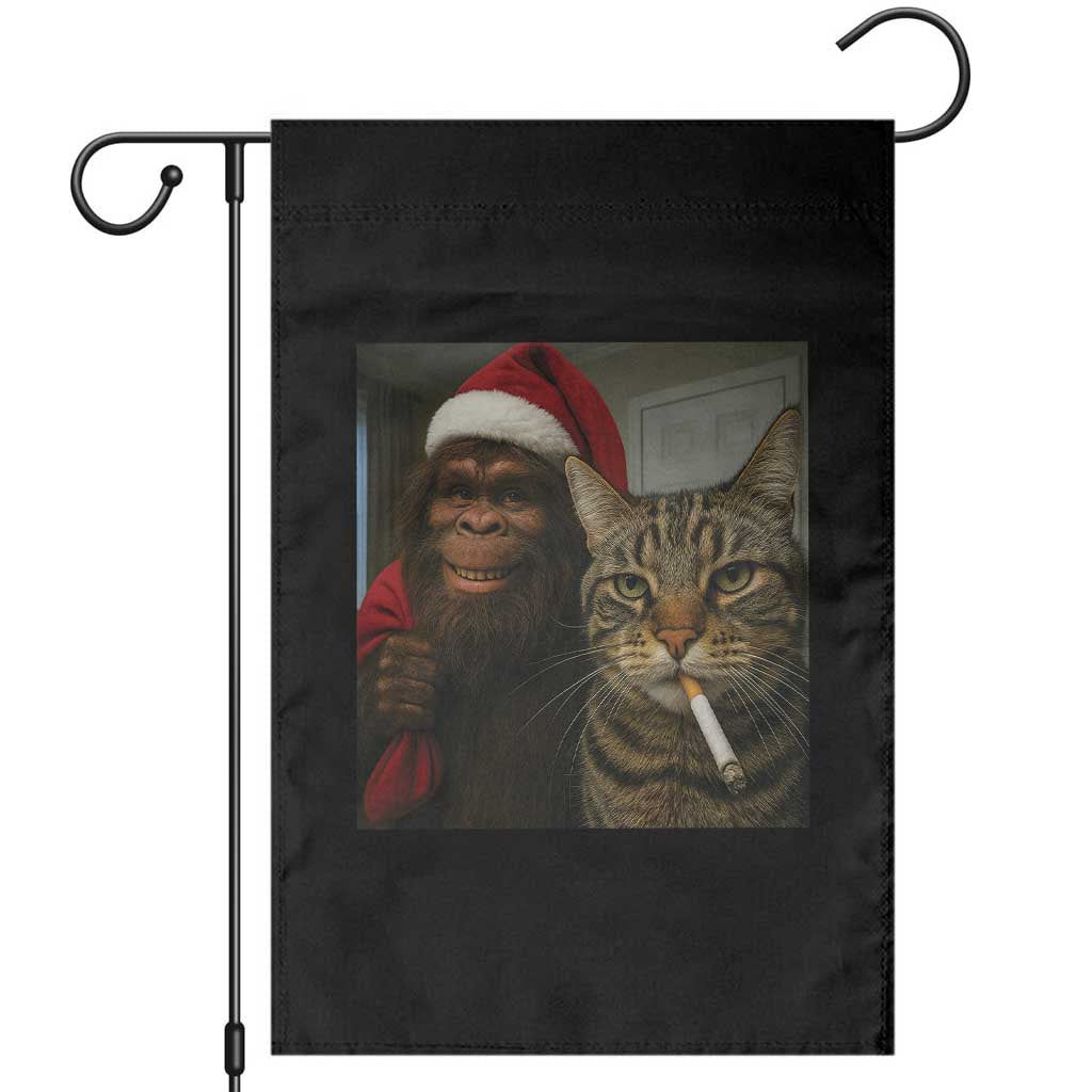 Funny Cat Selfie Bigfoot Christmas Sasquatch Garden Flag TS14 Black Print Your Wear