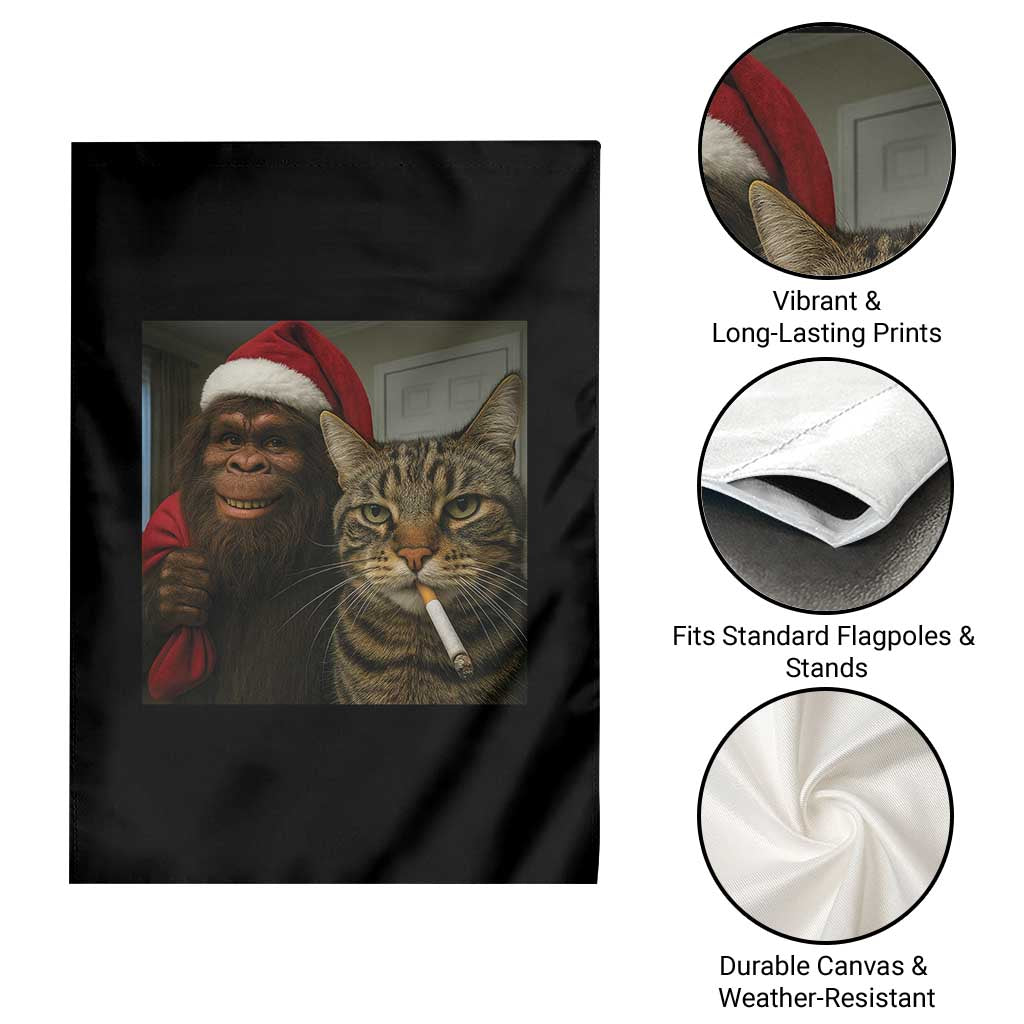 Funny Cat Selfie Bigfoot Christmas Sasquatch Garden Flag TS14 Print Your Wear