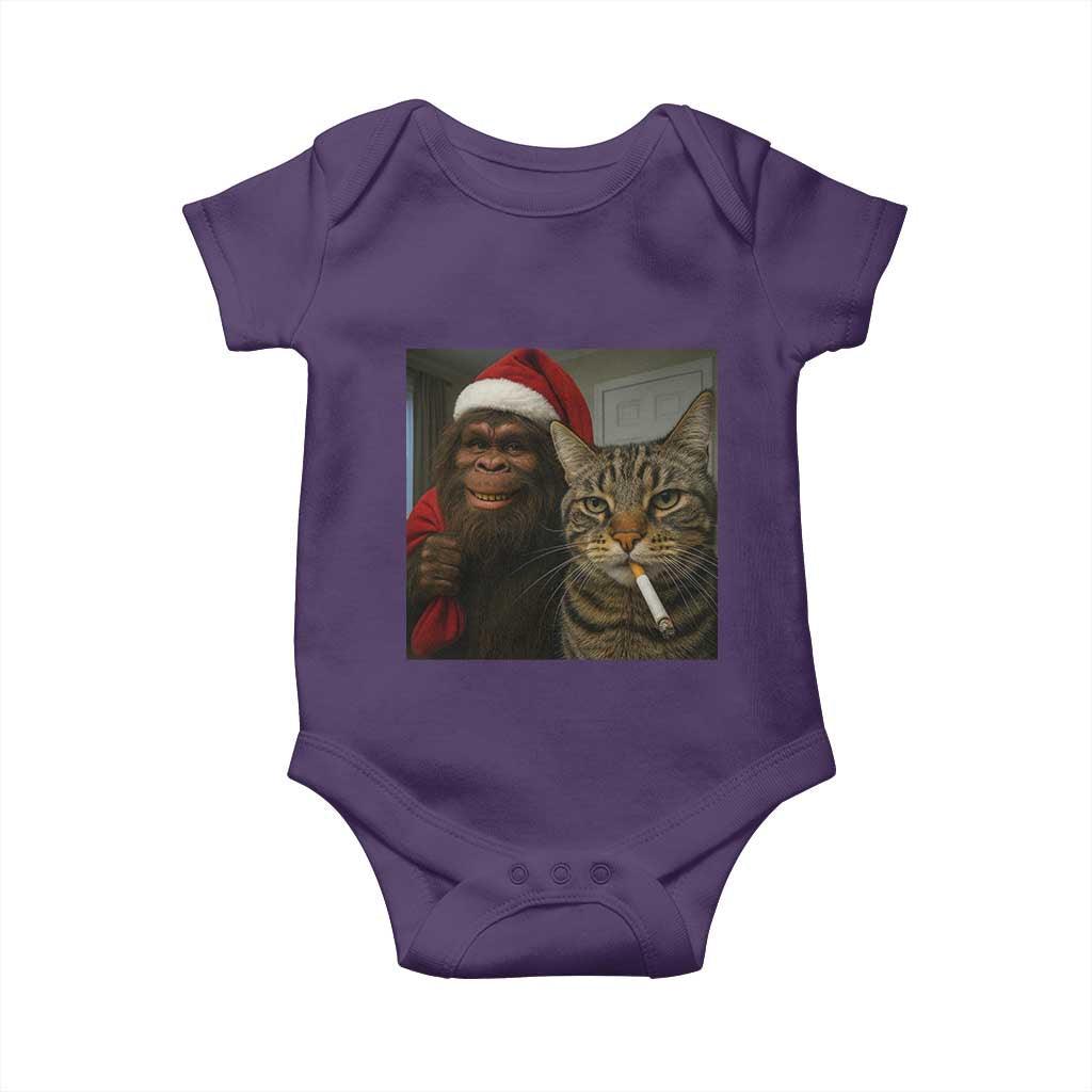 Funny Cat Selfie Bigfoot Christmas Sasquatch Baby Onesie TS14 Purple Print Your Wear