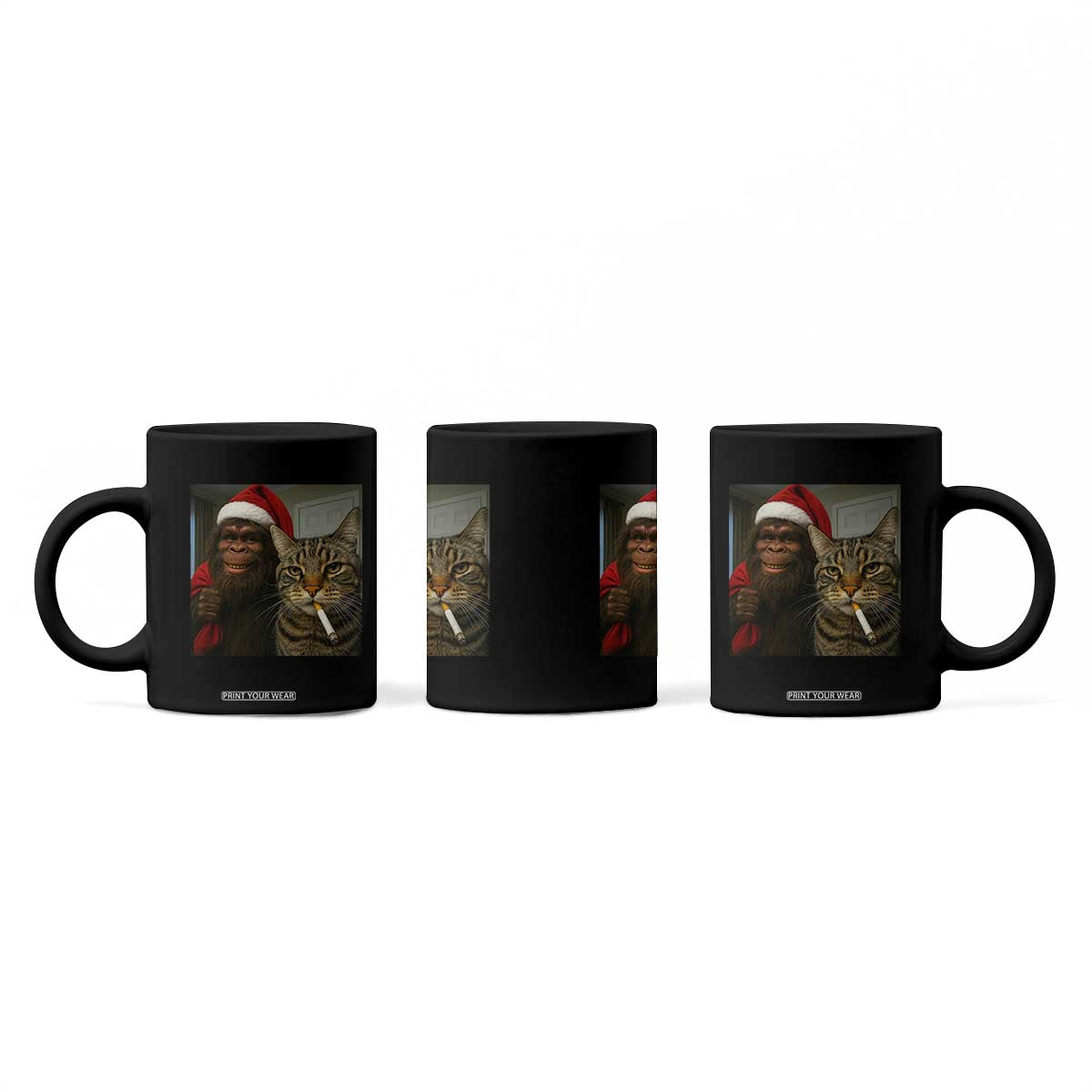 Funny Cat Selfie Bigfoot Christmas Sasquatch Coffee Mug TS14 Print Your Wear