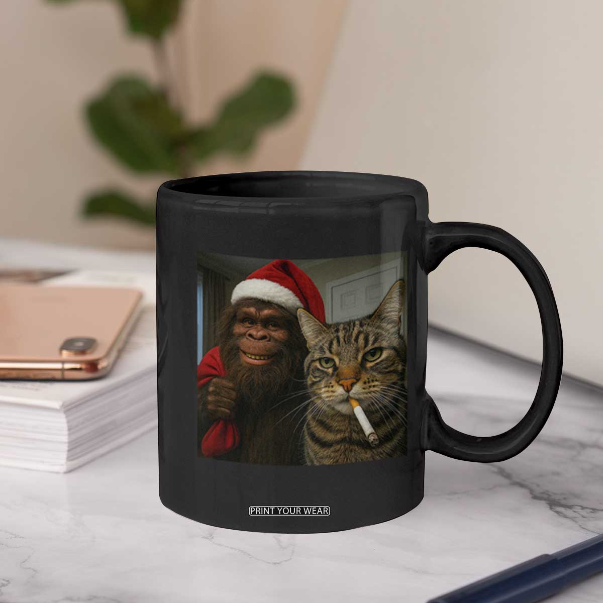 Funny Cat Selfie Bigfoot Christmas Sasquatch Coffee Mug TS14 Print Your Wear