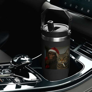 Funny Cat Selfie Bigfoot Christmas Sasquatch Flip Straw Tumbler TS14 Print Your Wear