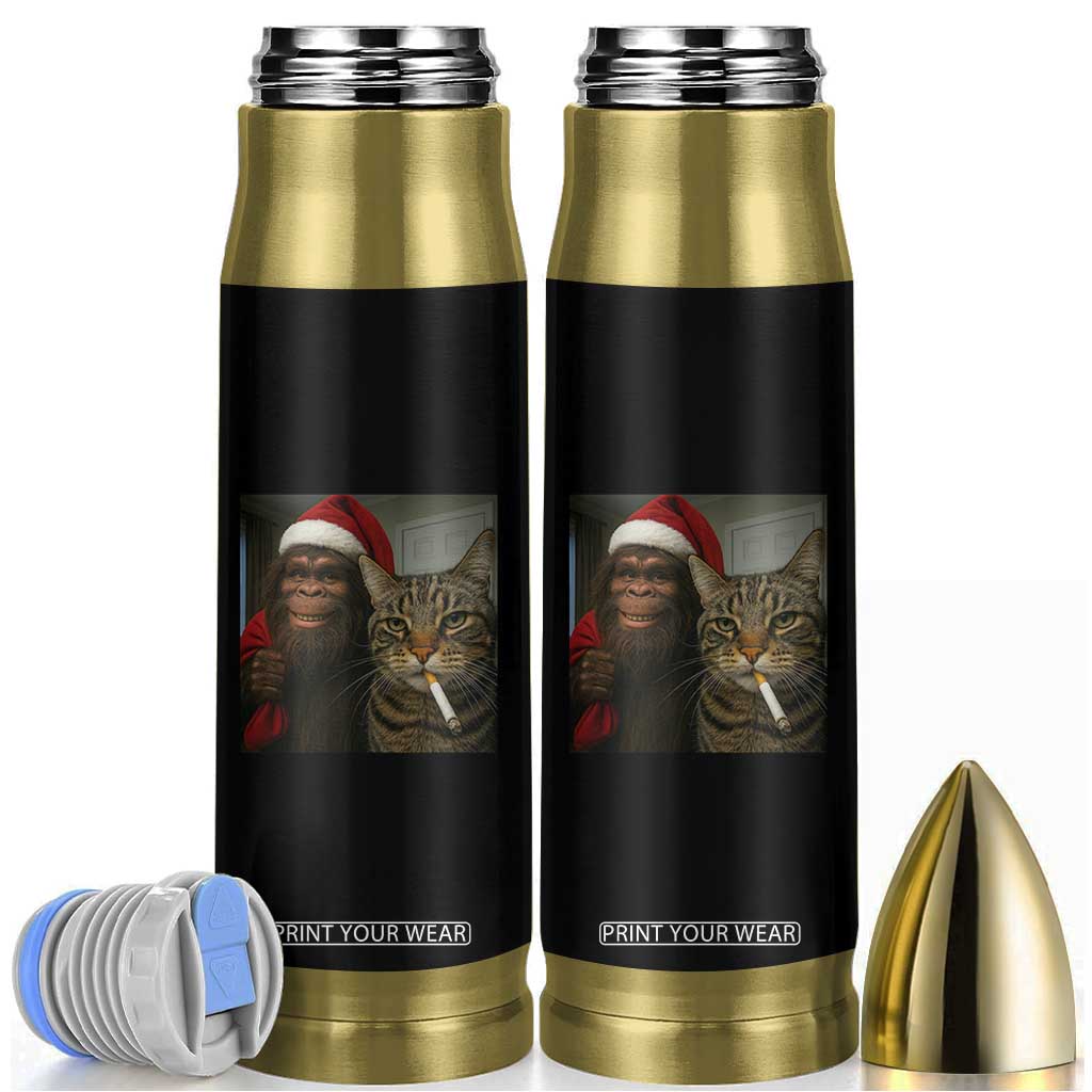 Funny Cat Selfie Bigfoot Christmas Sasquatch Bullet Tumbler TS14 Black Print Your Wear