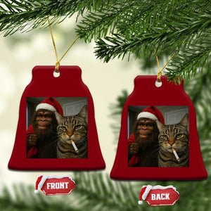 Funny Cat Selfie Bigfoot Xmas Sasquatch Ceramic Ornament TS14 Print Your Wear