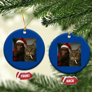 Funny Cat Selfie Bigfoot Xmas Sasquatch Ceramic Ornament TS14 1pc Blue Print Your Wear