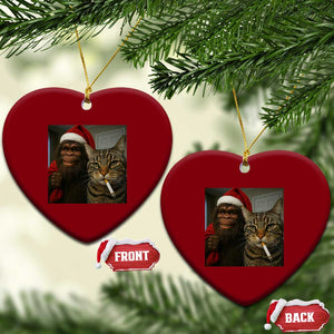 Funny Cat Selfie Bigfoot Xmas Sasquatch Ceramic Ornament TS14 Print Your Wear