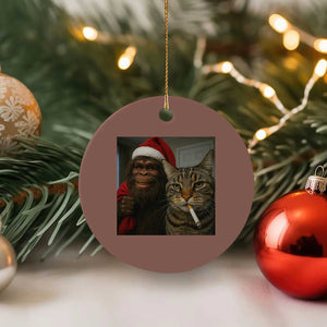 Funny Cat Selfie Bigfoot Xmas Sasquatch Ceramic Ornament TS14 1pc Mocha Print Your Wear