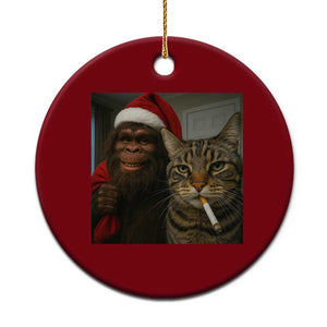 Funny Cat Selfie Bigfoot Xmas Sasquatch Ceramic Ornament TS14 1pc Red Print Your Wear