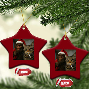 Funny Cat Selfie Bigfoot Xmas Sasquatch Ceramic Ornament TS14 Print Your Wear