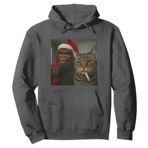 Funny Cat Selfie Bigfoot Christmas Sasquatch Hoodie TS14 Dark Heather Print Your Wear