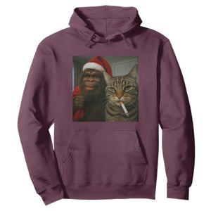 Funny Cat Selfie Bigfoot Christmas Sasquatch Hoodie TS14 Maroon Print Your Wear