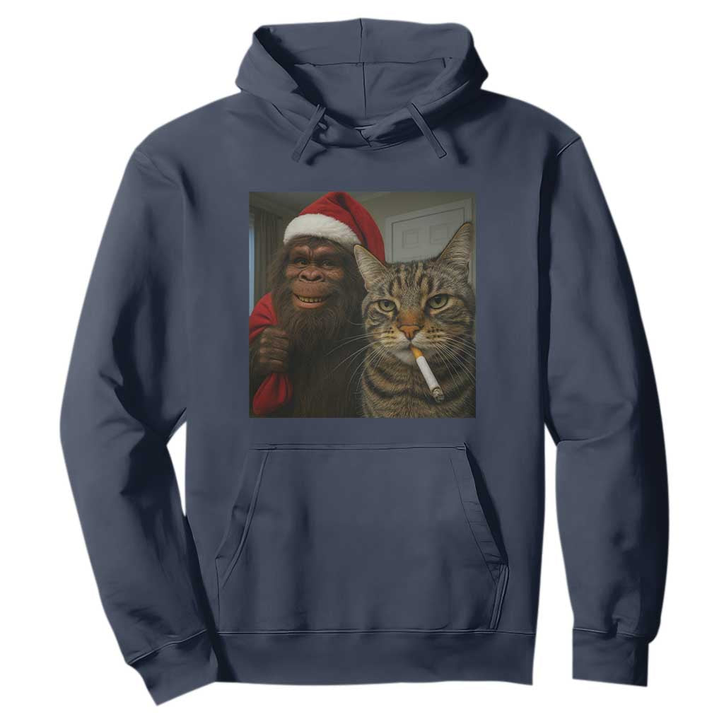 Funny Cat Selfie Bigfoot Christmas Sasquatch Hoodie TS14 Navy Print Your Wear