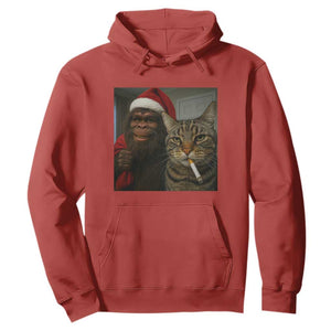 Funny Cat Selfie Bigfoot Christmas Sasquatch Hoodie TS14 Red Print Your Wear