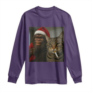 Funny Cat Selfie Bigfoot Christmas Sasquatch Long Sleeve Shirt TS14 Purple Print Your Wear