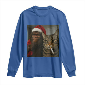 Funny Cat Selfie Bigfoot Christmas Sasquatch Long Sleeve Shirt TS14 Royal Blue Print Your Wear