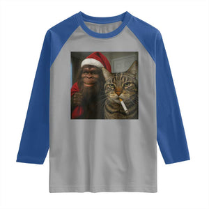 Funny Cat Selfie Bigfoot Christmas Sasquatch Raglan Shirt TS14 Sport Gray Royal Print Your Wear