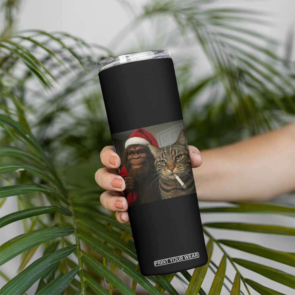 Funny Cat Selfie Bigfoot Christmas Sasquatch Skinny Tumbler TS14 Print Your Wear