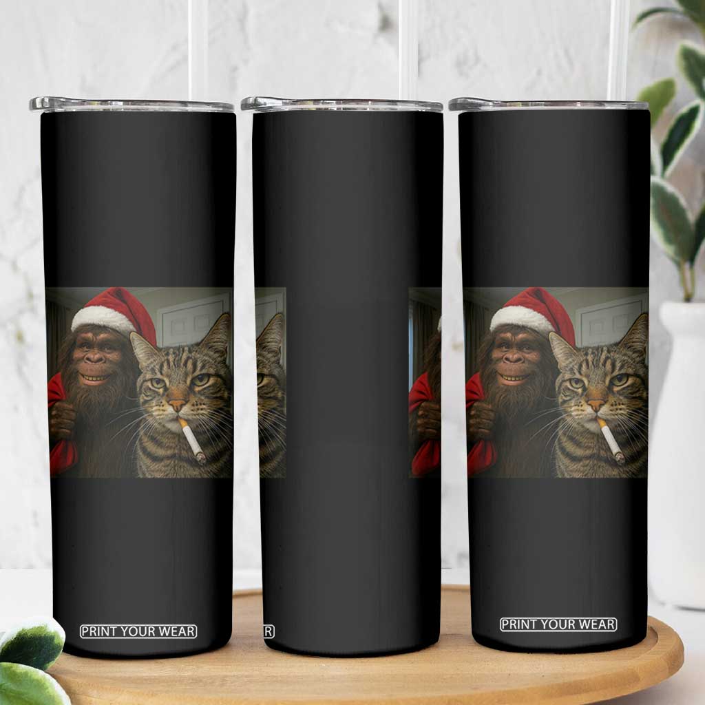 Funny Cat Selfie Bigfoot Christmas Sasquatch Skinny Tumbler TS14 Print Your Wear