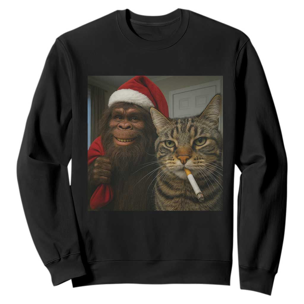 Funny Cat Selfie Bigfoot Christmas Sasquatch Sweatshirt TS14 Black Print Your Wear