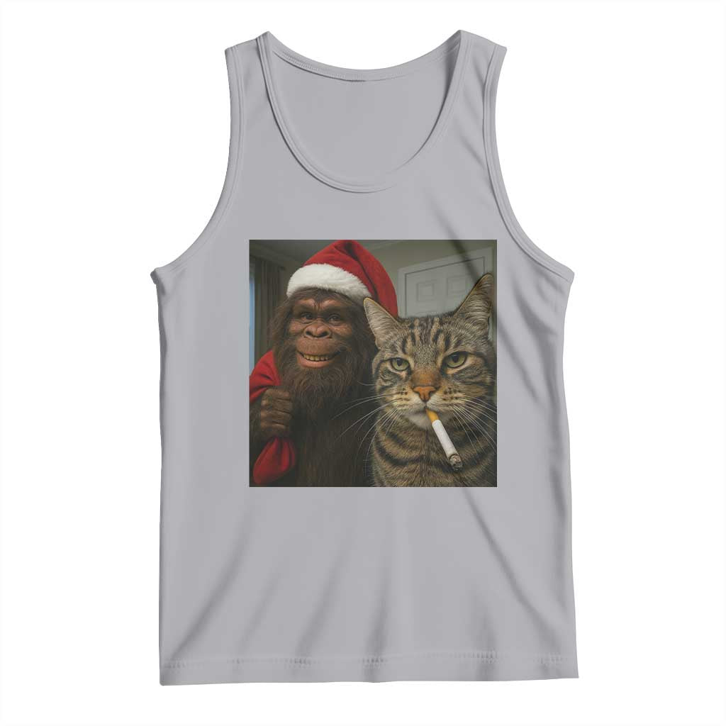 Funny Cat Selfie Bigfoot Christmas Sasquatch Tank Top TS14 Athletic Heather Print Your Wear