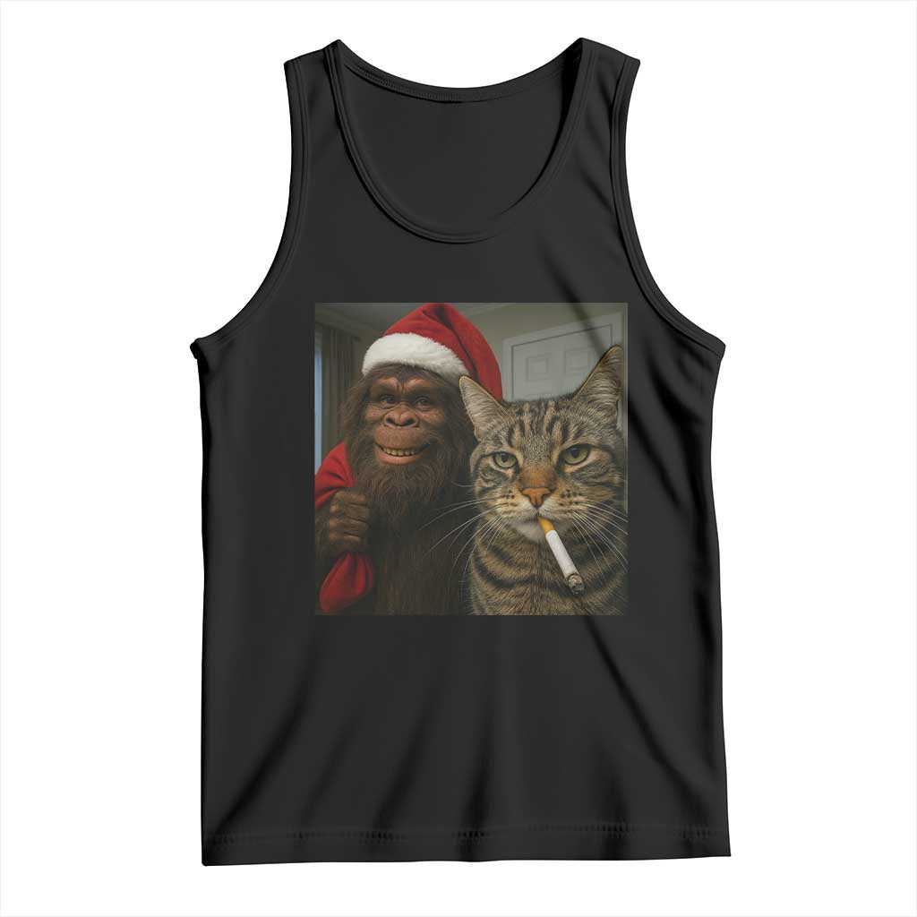 Funny Cat Selfie Bigfoot Christmas Sasquatch Tank Top TS14 Black Print Your Wear