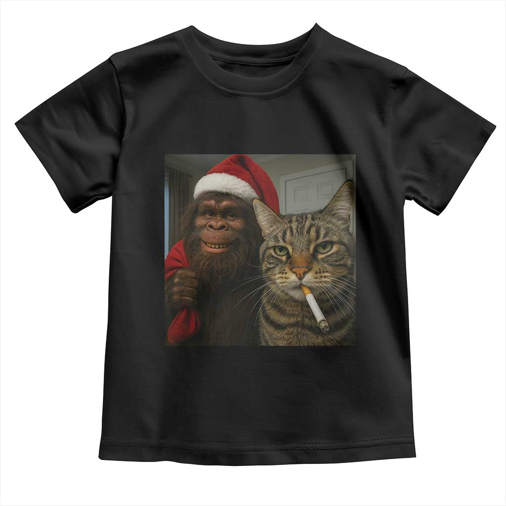 Funny Cat Selfie Bigfoot Christmas Sasquatch Toddler T Shirt TS14 Black Print Your Wear