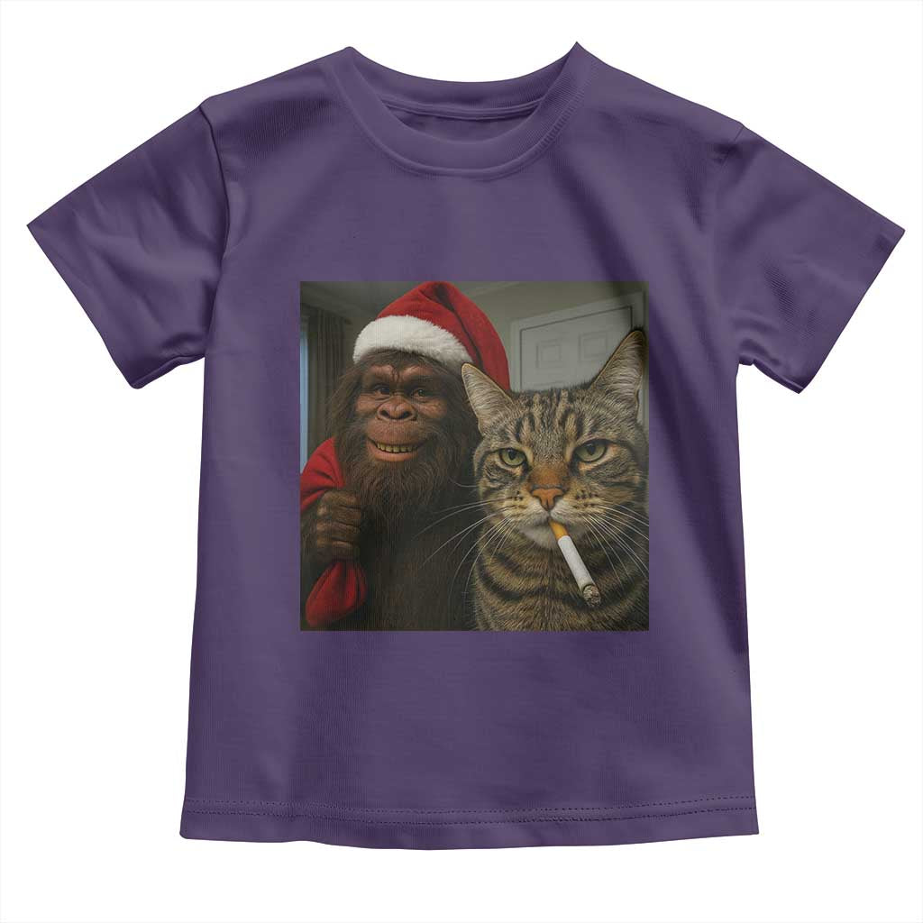 Funny Cat Selfie Bigfoot Christmas Sasquatch Toddler T Shirt TS14 Purple Print Your Wear