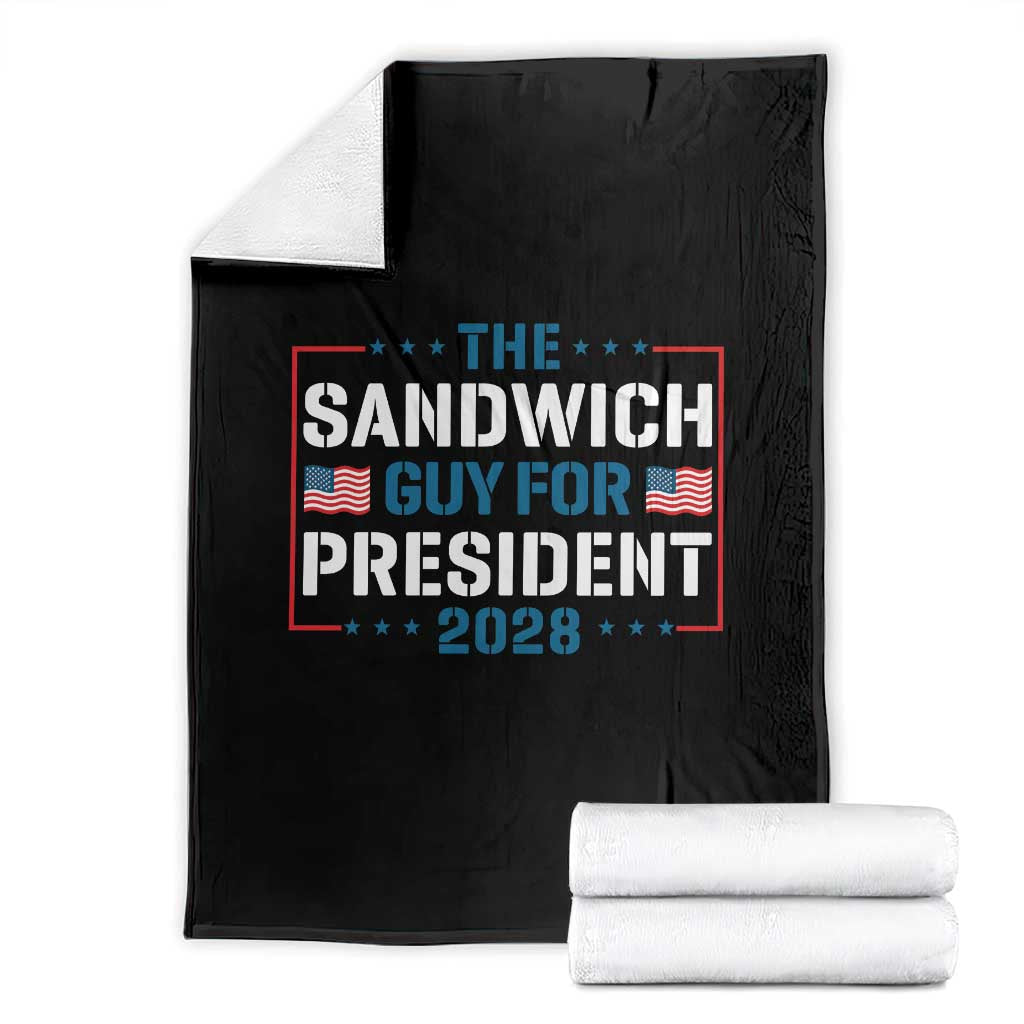 The Sandwich Guy for President 2028 Throw Blanket Free DC Funny Political Satire - Print Your Wear