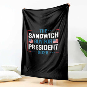 The Sandwich Guy for President 2028 Throw Blanket Free DC Funny Political Satire - Print Your Wear