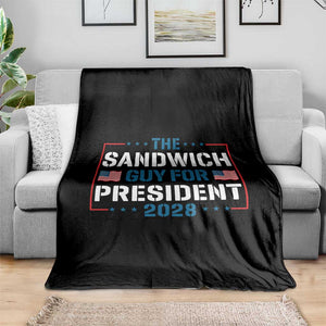 The Sandwich Guy for President 2028 Throw Blanket Free DC Funny Political Satire - Print Your Wear