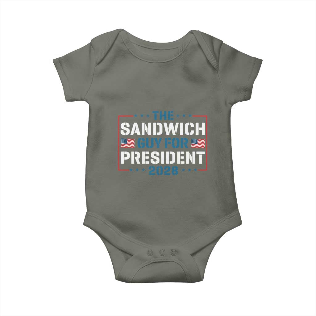 The Sandwich Guy for President 2028 Baby Onesie Free DC Funny Political Satire TS14 Military Green Print Your Wear