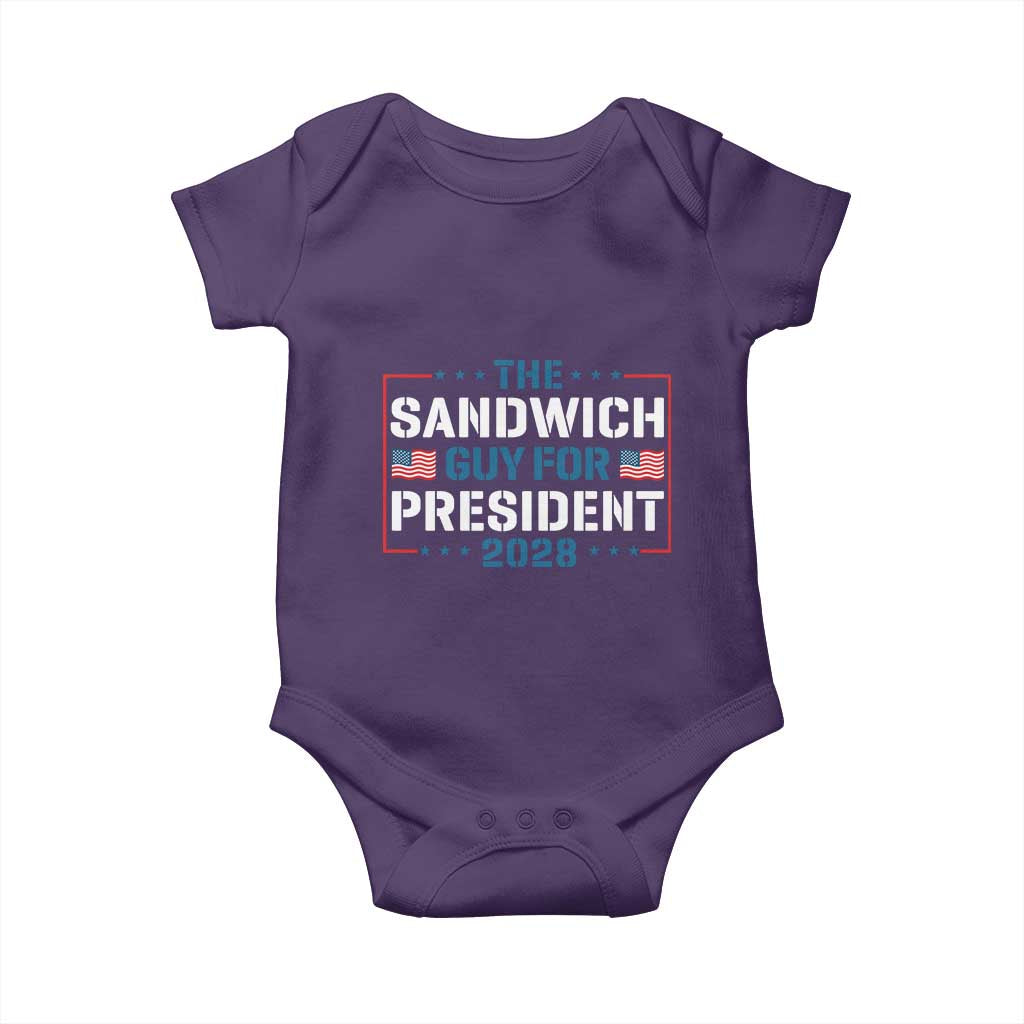 The Sandwich Guy for President 2028 Baby Onesie Free DC Funny Political Satire TS14 Purple Print Your Wear