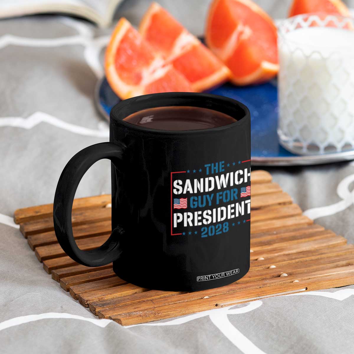 The Sandwich Guy for President 2028 Coffee Mug Free DC Funny Political Satire - Print Your Wear