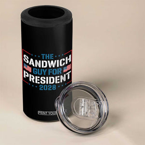 The Sandwich Guy for President 2028 4 in 1 Can Cooler Tumbler Free DC Funny Political Satire - Print Your Wear